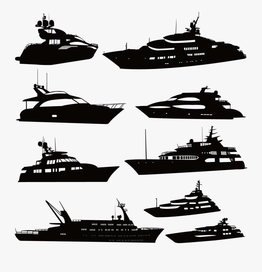 Luxury Yacht Silhouette Boat - Yacht Silhouette, Transparent Clipart