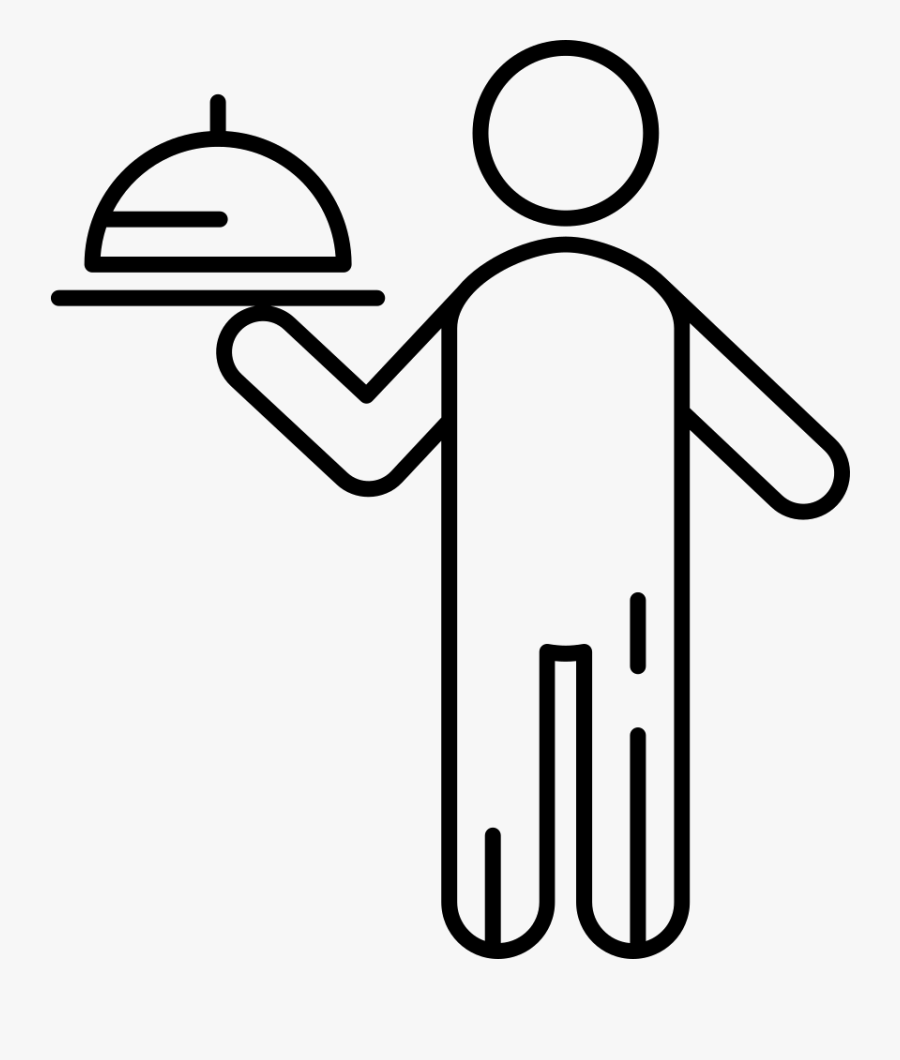 Waiter With Food Tray Comments Clipart , Png Download - Food Server Clipart Black And White, Transparent Clipart
