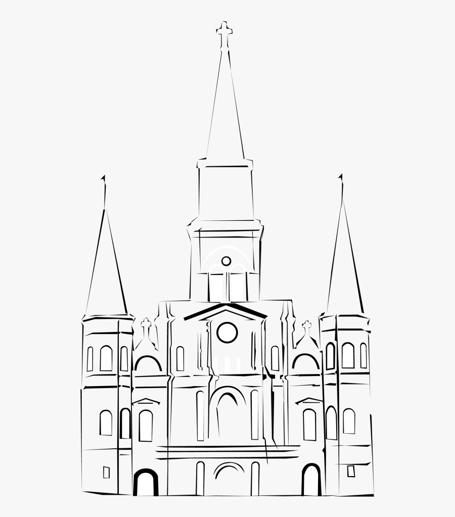 Transparent Bourbon Street Clipart - St Louis Cathedral Drawing Easy, Transparent Clipart