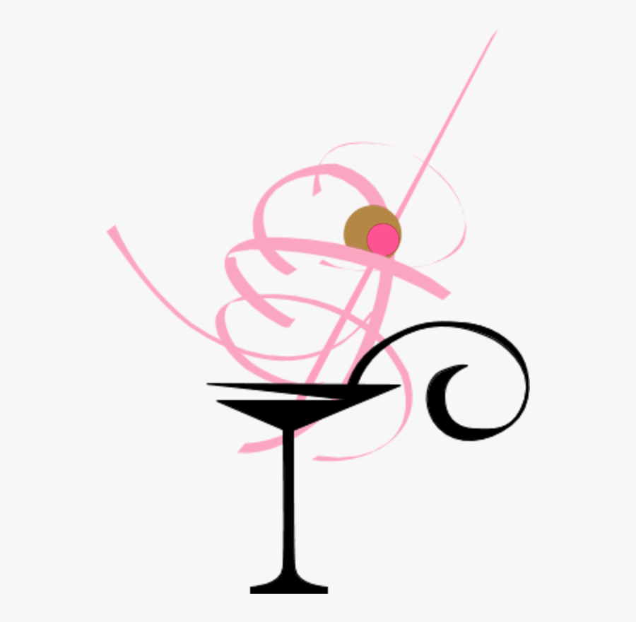 Martini Drink In A Fancy Glass With Olive - Martini Glass Clip Art, Transparent Clipart