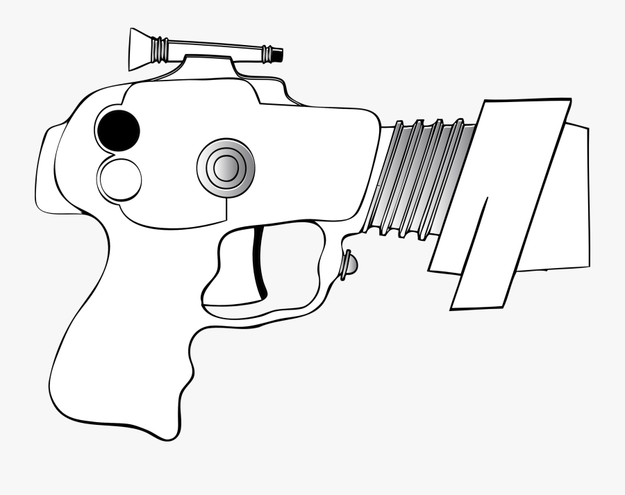 Clip Art Ray Gun Black White Line Christmas Clipart - Laser Guns Black And White, Transparent Clipart