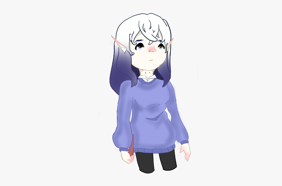 Art Girl Bluehair Nerdy Cute Freetoedit - Cartoon, Transparent Clipart