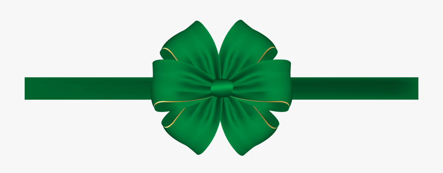 Green Bow With Ribbon - Ribbon, Transparent Clipart