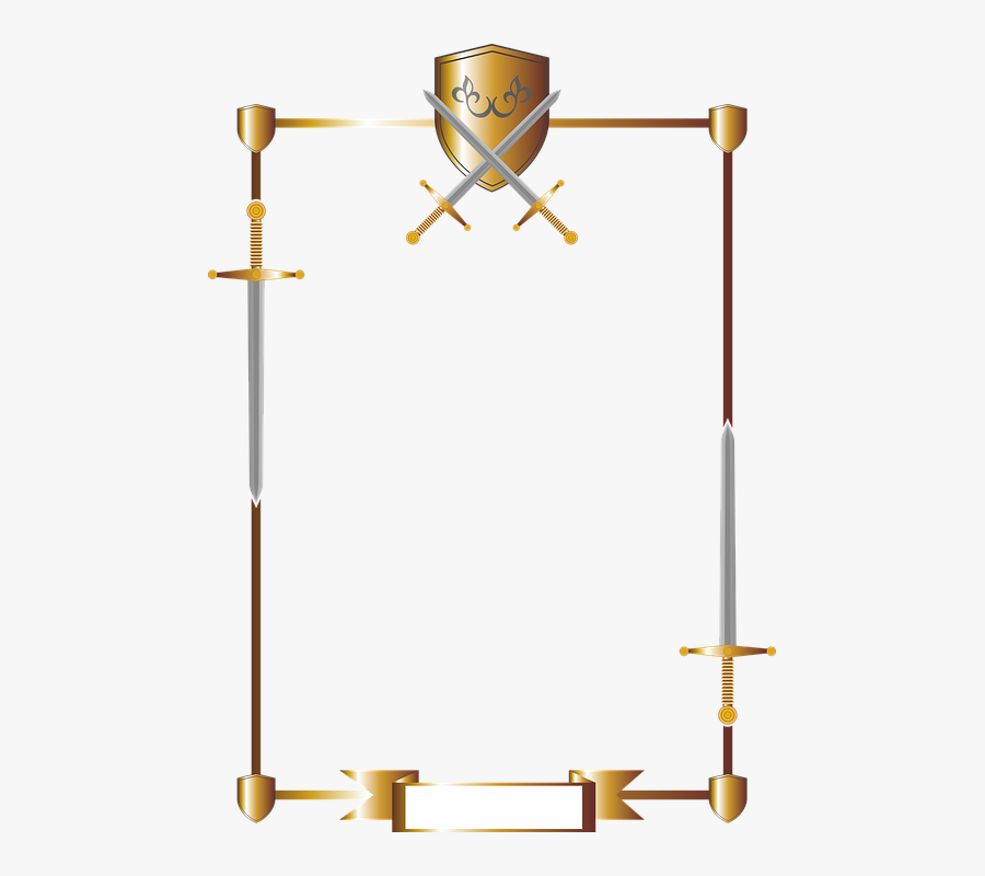 Medieval Frame Png - Shield And Sword Border, Transparent Clipart