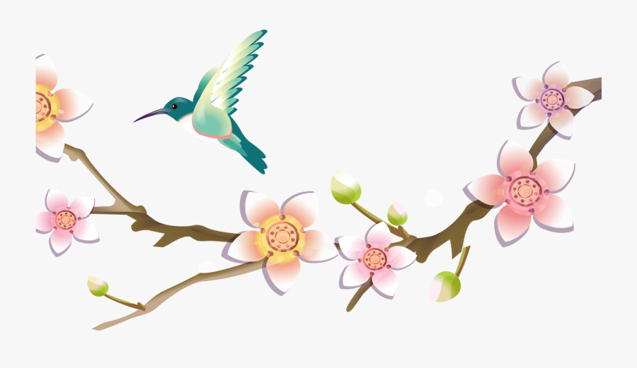 Jay Clipart Branch - Flower Design With Bird, Transparent Clipart