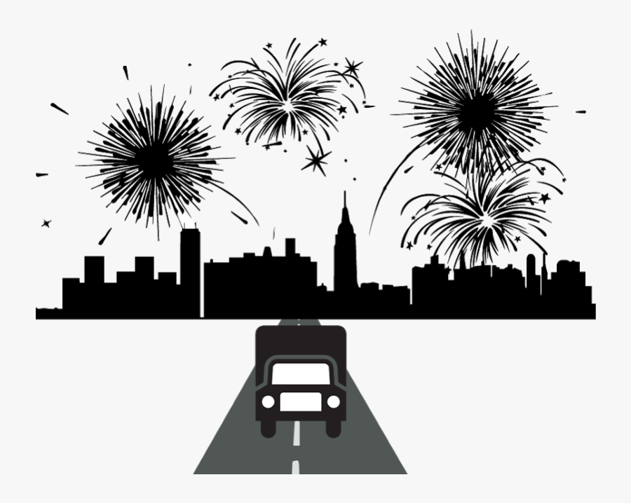 Firework Clipart Silhouette - Black And White Firework Silhouette, Transparent Clipart