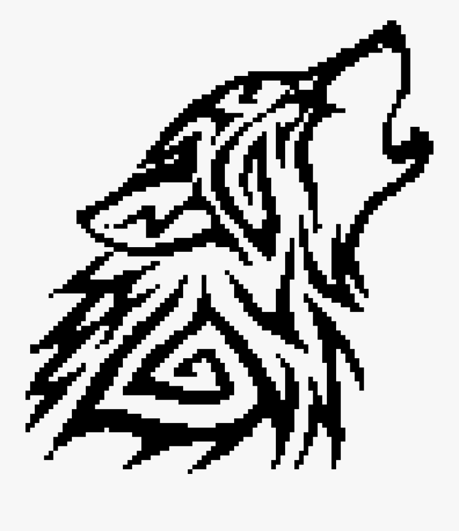 Transparent Tribal Wolf Png - Pixel Art Black And White, Transparent Clipart