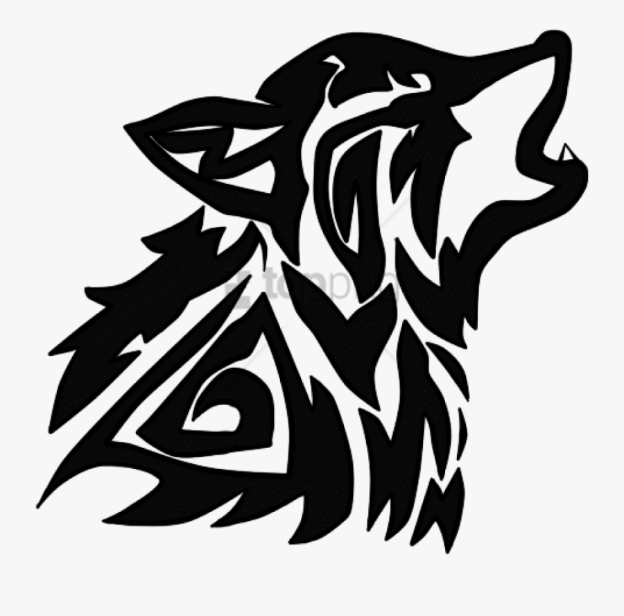 Transparent White Wolf Png - Tribal Wolf Drawing Png, Transparent Clipart