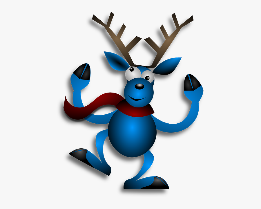 Reindeer, Dancing, Blue, Christmas, Noel, X-mas, Xmas - Blue Reindeer, Transparent Clipart