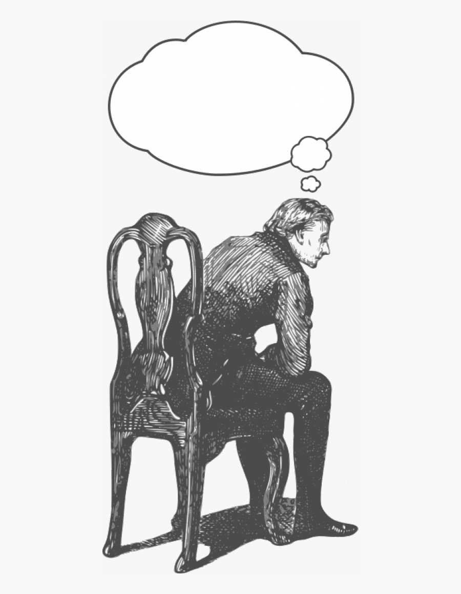 Man Sitting On A Chair Drawing, Transparent Clipart