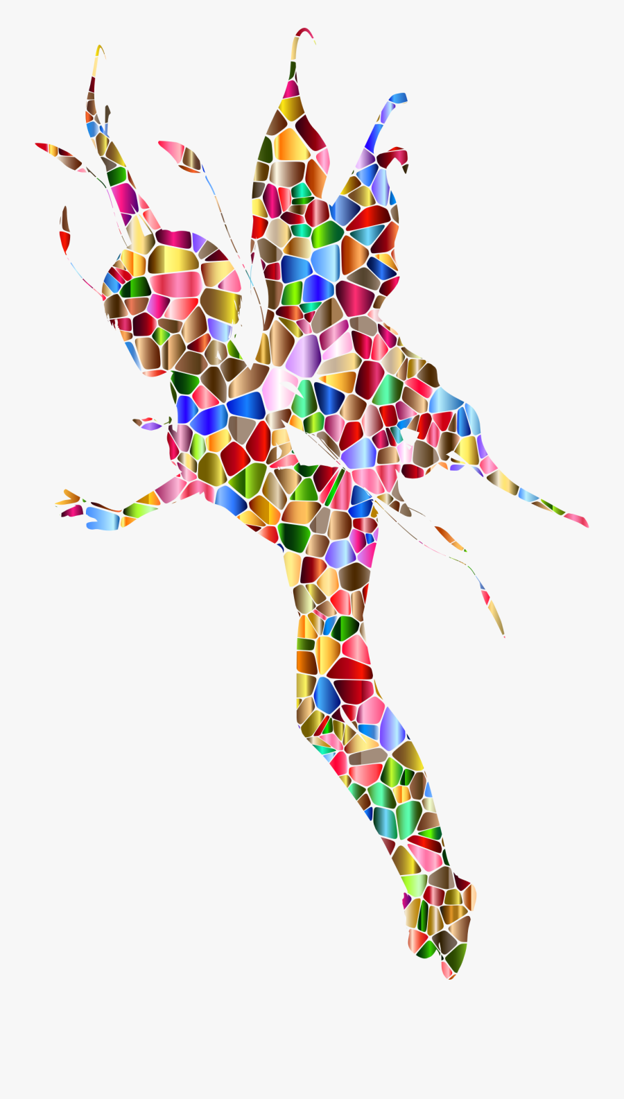 Polychromatic Tiled Female Fairy Silhouette Clip Arts - Rainbow Fairy Png, Transparent Clipart