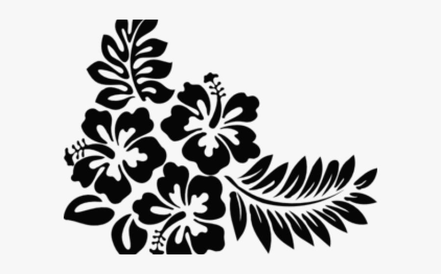 Hibiscus Clipart Line Art - Black Flowers Vector Png, Transparent Clipart