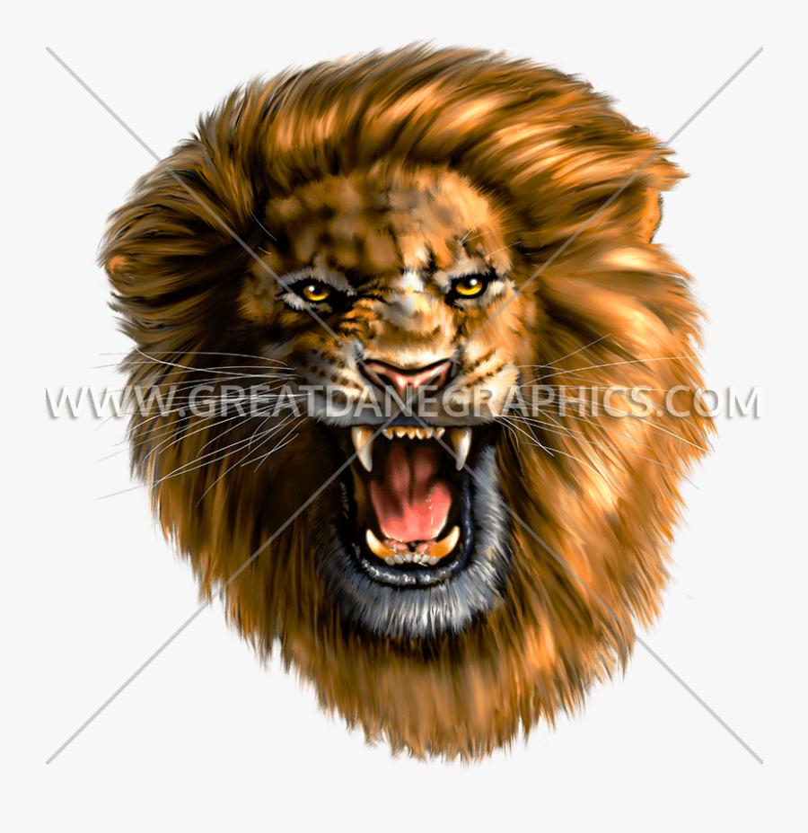 Lion Head Clipart Animated - Realistic Lion Roaring Drawing, Transparent Clipart