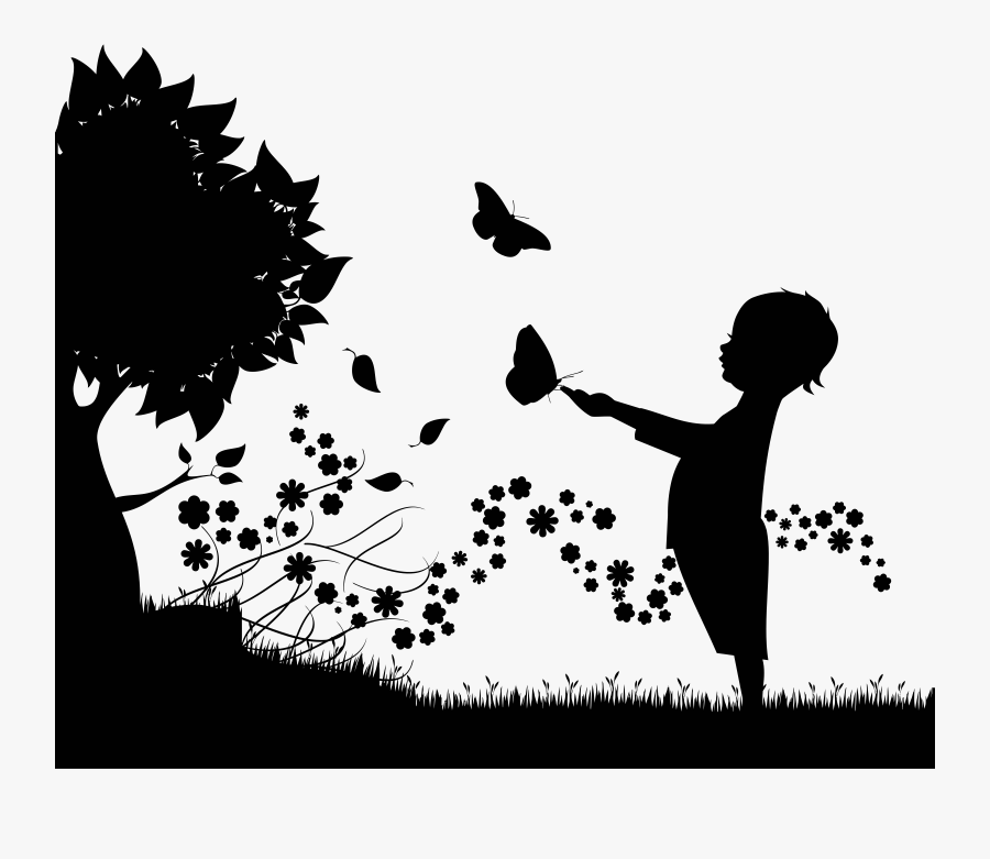 Floral Child Silhouette Clip Arts - Silhouette Of Flowers And Leaves, Transparent Clipart