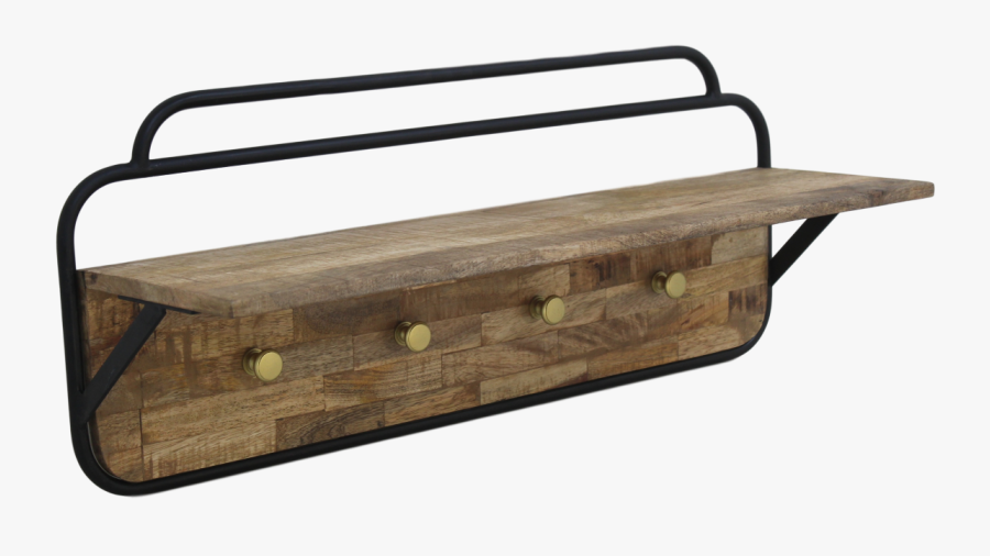 Clip Art Wall Mango Wood Iron - Wandgarderobe 75x30cm 'lona' Mango Natur/metall, Transparent Clipart