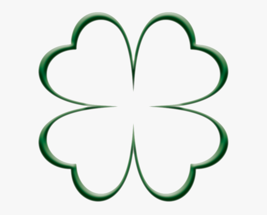 Four Leaf Clover Outline Clipart , Png Download - 4 Leaf Clover Hearts