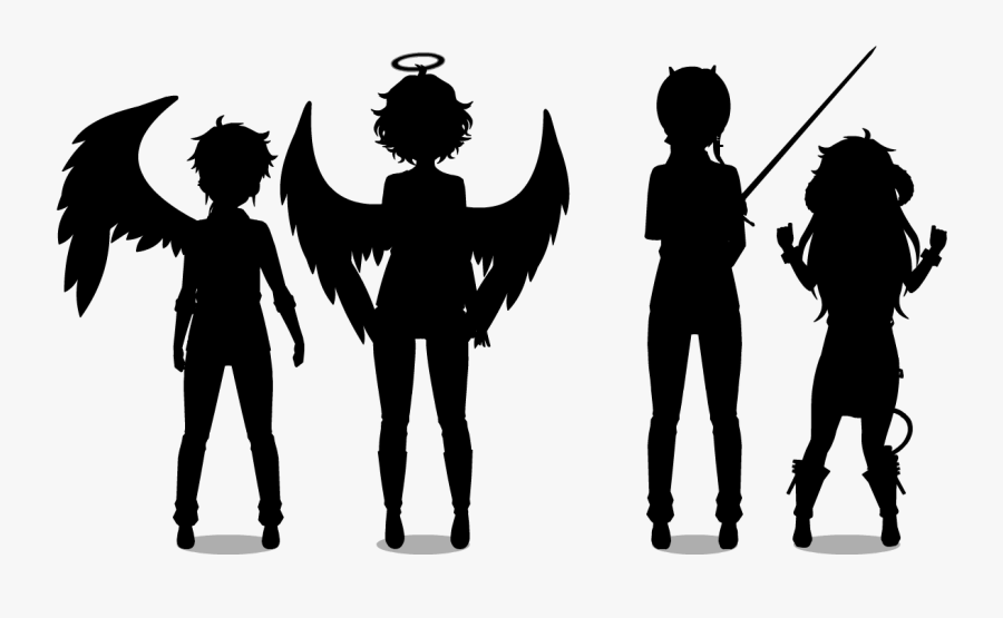 Silhouette Angels - Demons Silhouette, Transparent Clipart