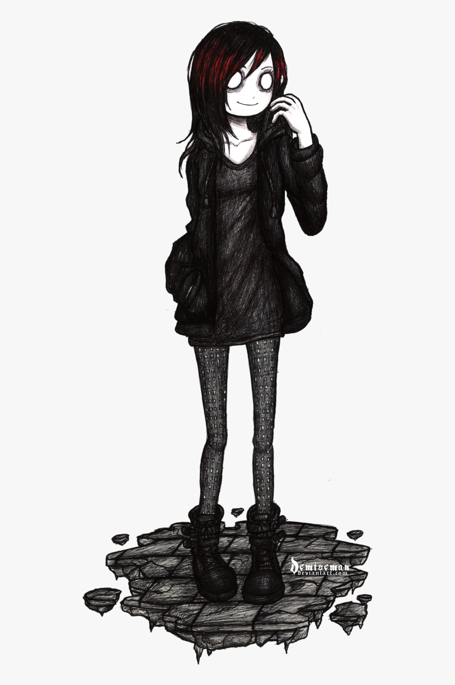 Drawn Emo Full Body - Emo Girl Art, Transparent Clipart