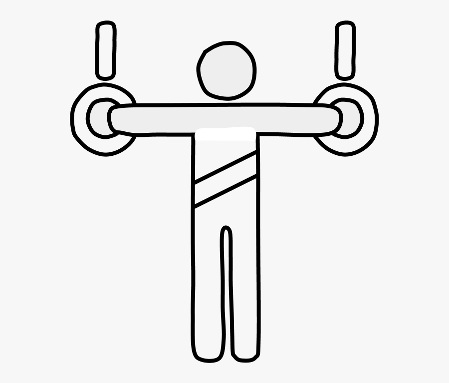 Gymnast, Rings, Black And White - Cross, Transparent Clipart
