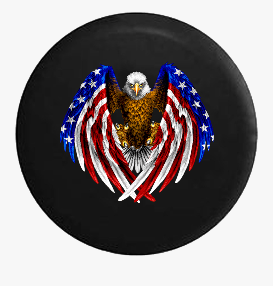 Jeep Wrangler Spare Wheel Cover With Bald Eagle American - Eagle American Flag, Transparent Clipart
