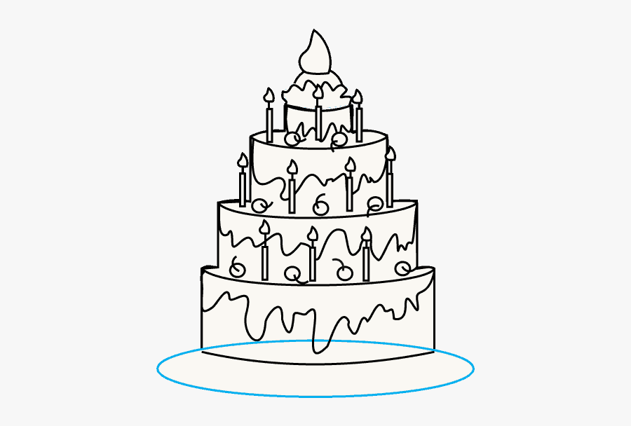 How To Draw A Cake Easy Drawing Guides - Happy Birthday Drawing Easy, Transparent Clipart