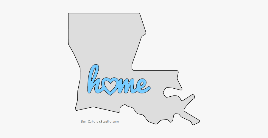 Louisiana Home Heart Stencil Pattern Template Shape - Cut Out Louisiana Template, Transparent Clipart