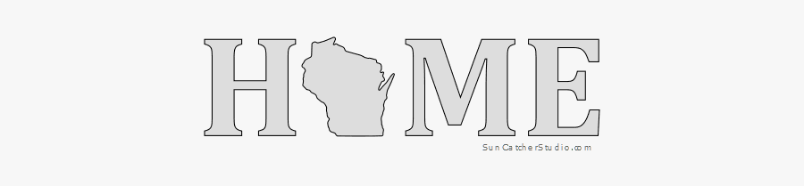 Wisconsin Home Stencil Pattern Shape State Clip Art, Transparent Clipart