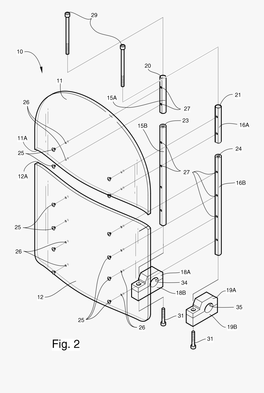 Motorcycle Windshield Exploded View Clip Arts - Clip Art, Transparent Clipart