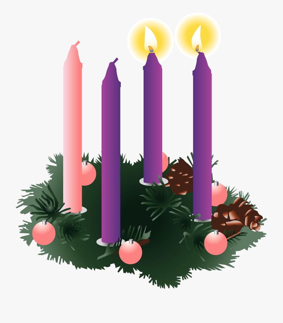 2nd Sunday Of Advent C - Three Advent Candles Lit, Transparent Clipart