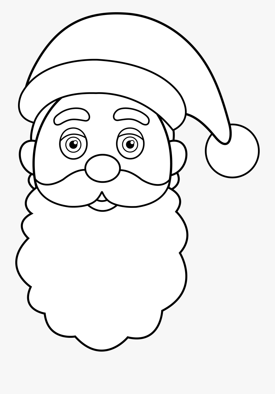 Line Art Of Santa Claus Face - Santa Claus Face, Transparent Clipart