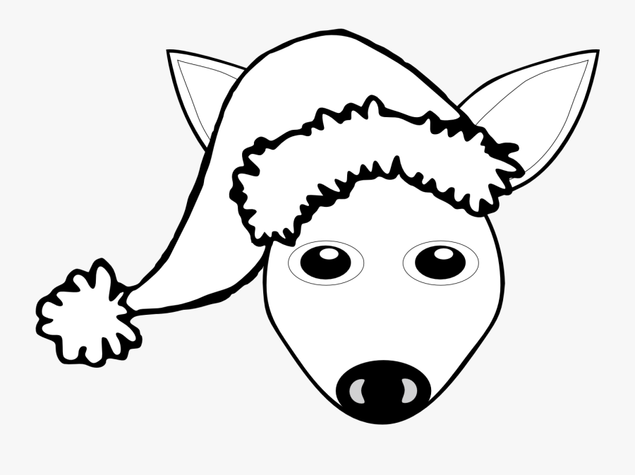Palomaironique Fawn Face Cartoon With Santa Hat Black - Clipart Santa Hat Png, Transparent Clipart