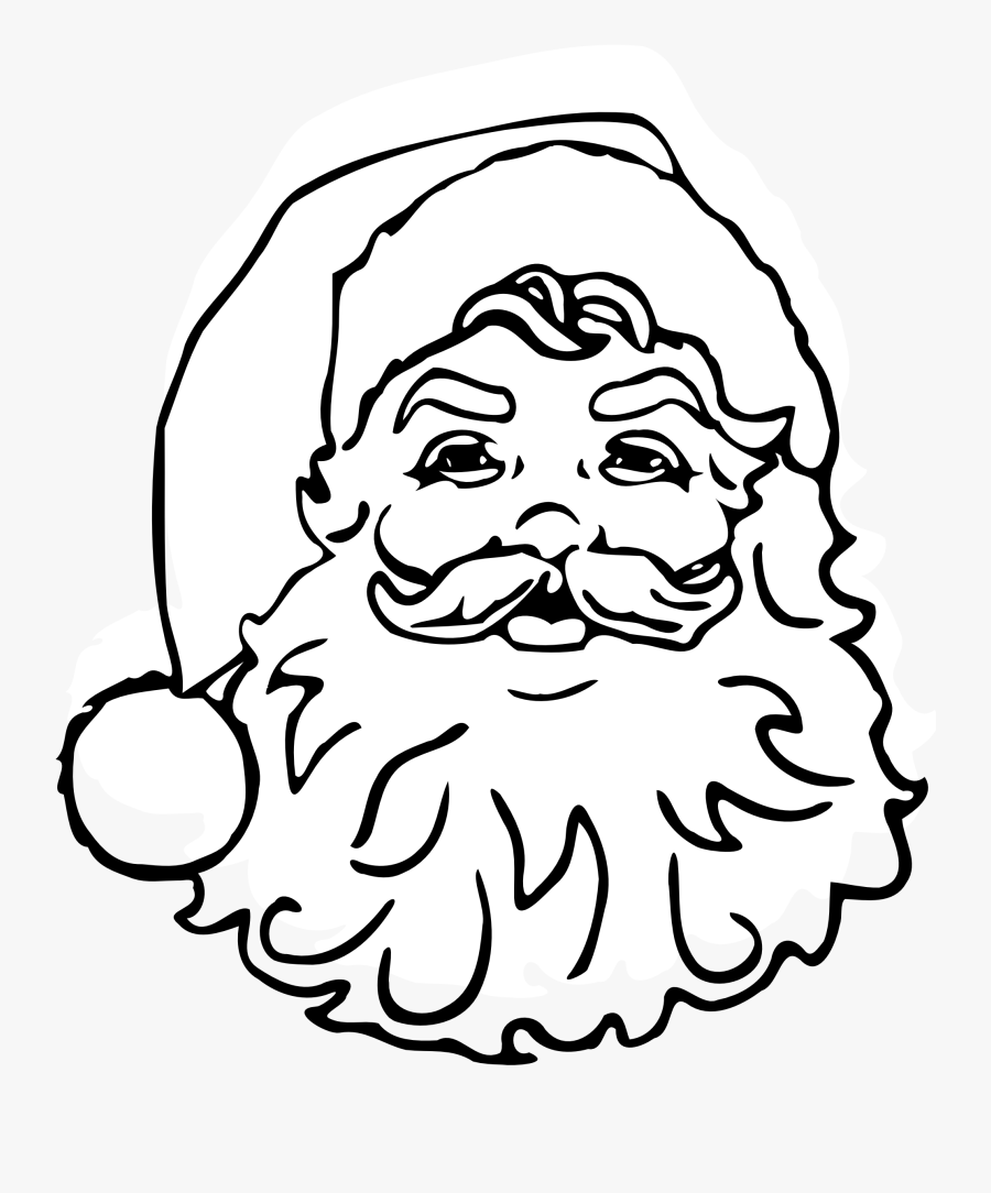 Transparent Beard Clip Art - Santa Png Black And White, Transparent Clipart