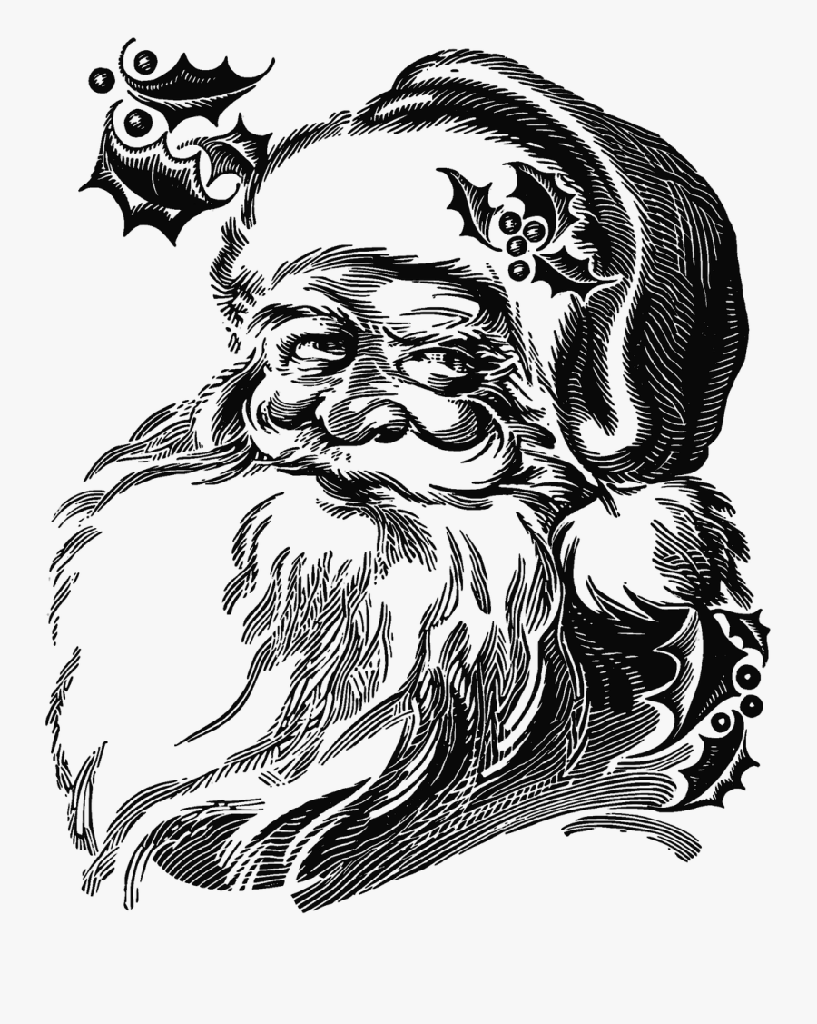 Transparent Santa Claus Face Png - Realistic Santa Claus Drawing, Transparent Clipart