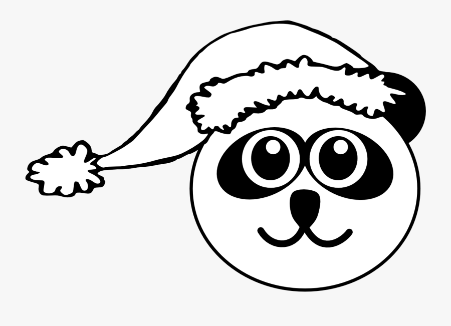 Santa Hat Clipart Head - Panda Christmas Coloring Pages, Transparent Clipart