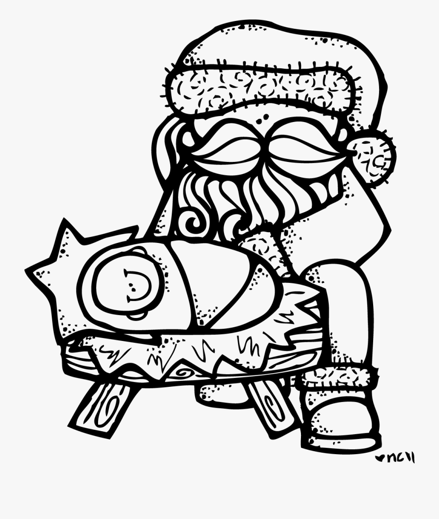 Santa And Jesus Coloring Page, Transparent Clipart