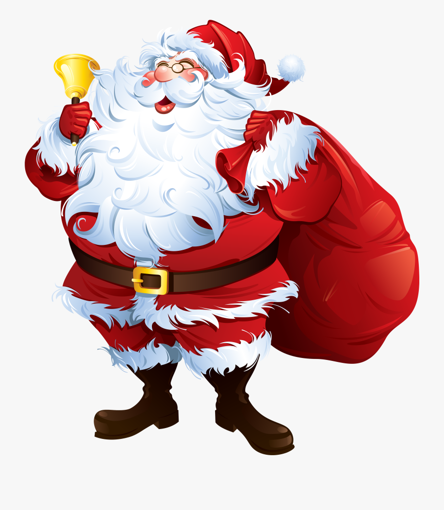 Santa Claus With Bell And Bag Png Clipart - Santa Claus Png Hd, Transparent Clipart