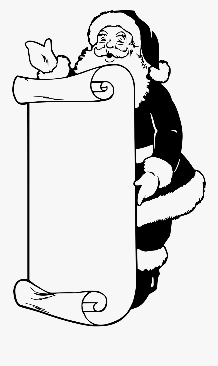 Make A Santa List - Santa Black And White, Transparent Clipart