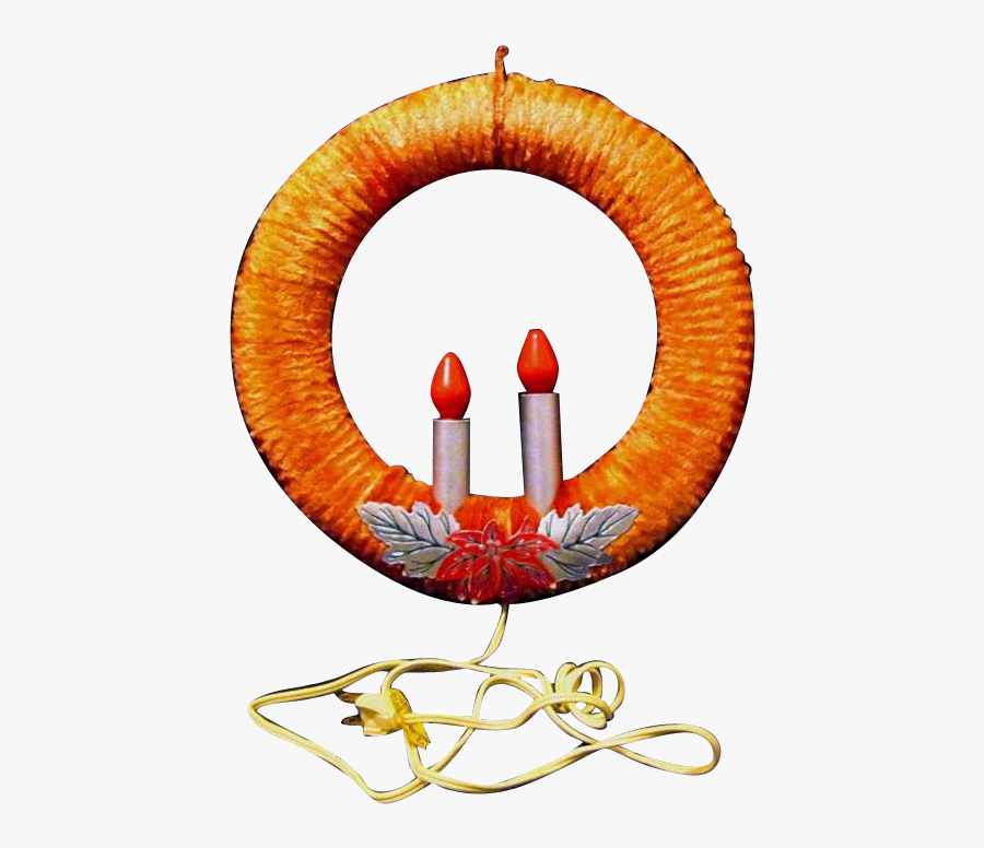 1950 Chenille Christmas Wreath, Double Electric Candles - Circle, Transparent Clipart