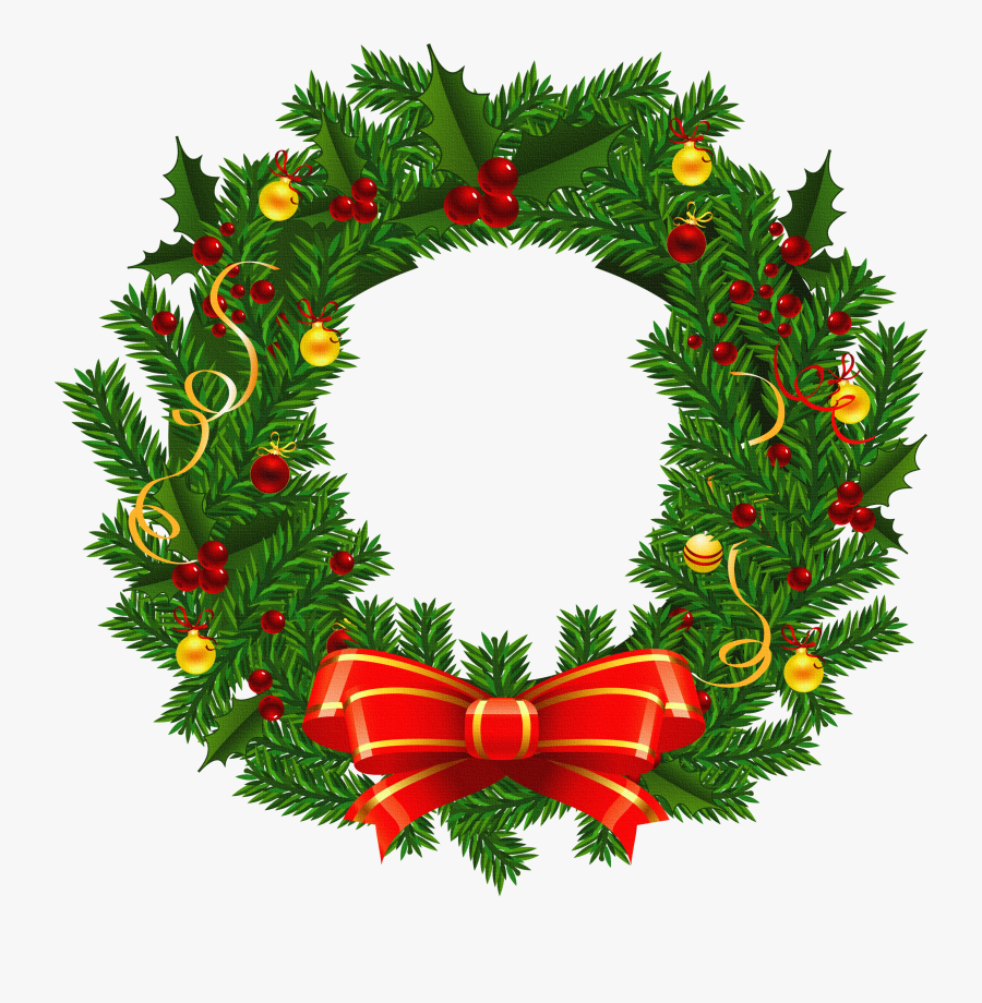 Christmas Wreath Clip Art Amp Look At Christmas Wreath - Christmas Wreath Transparent, Transparent Clipart