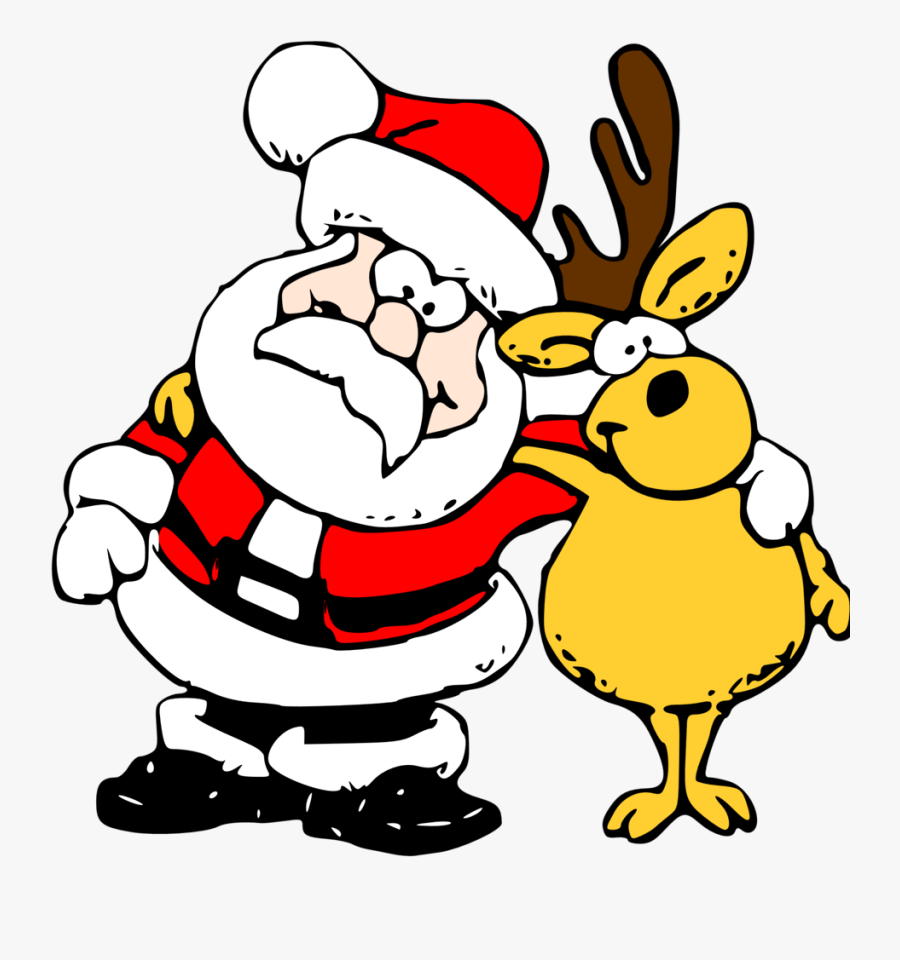 Santa And Reindeer Drawing, Transparent Clipart