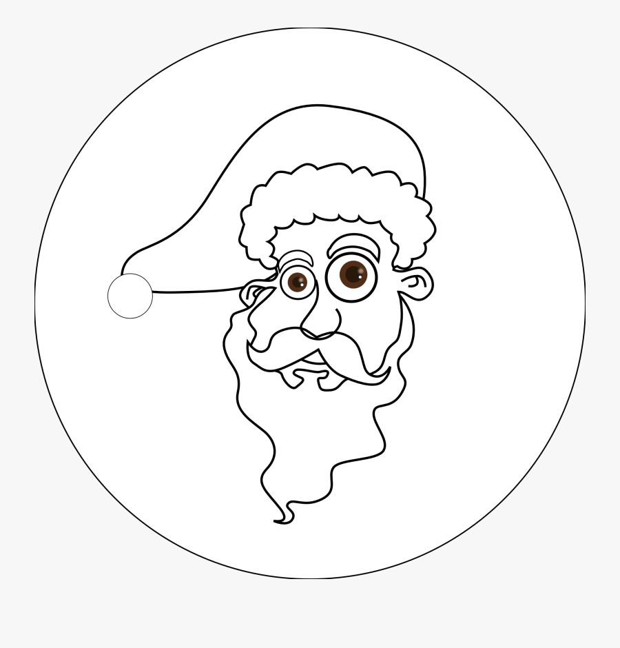 Santa Head Black White Line Art Tattoo Tatoo Xmas Christmas - Drawing, Transparent Clipart