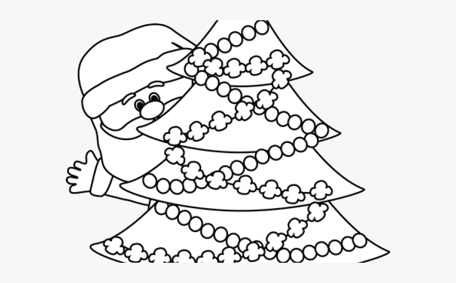 Transparent Santa Clipart Black And White - Drawing Clipart Christmas Tree Black And White, Transparent Clipart