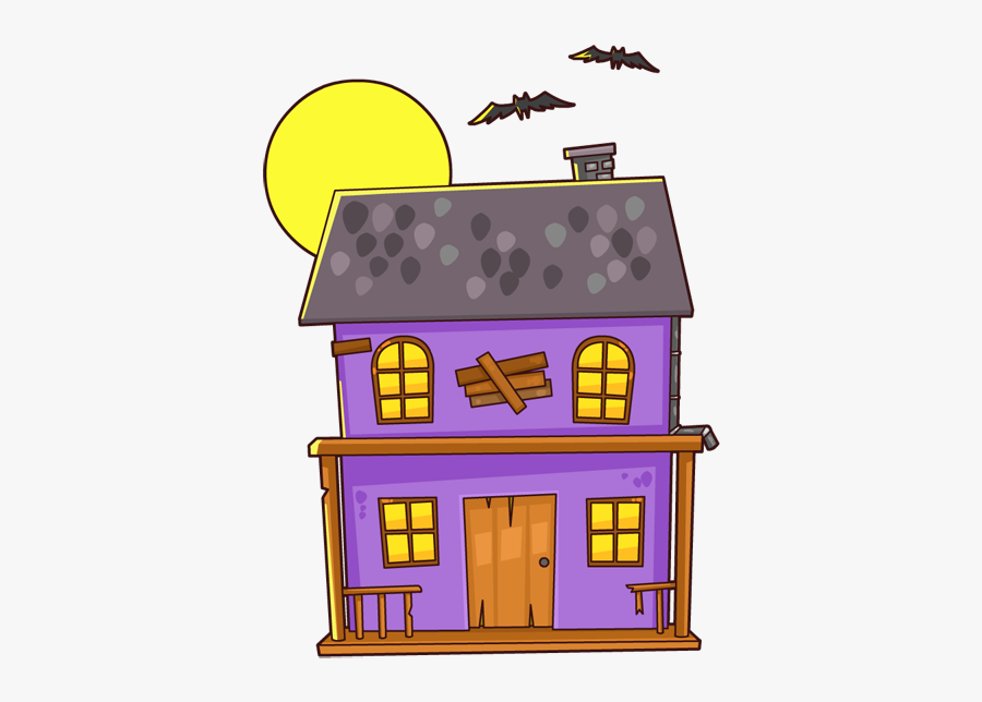 Easy Cartoon Haunted House, Transparent Clipart