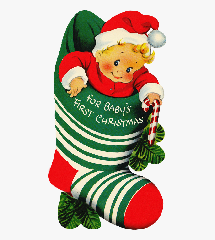 Baby"s First Christmas In Sock - Baby's First Christmas Art, Transparent Clipart