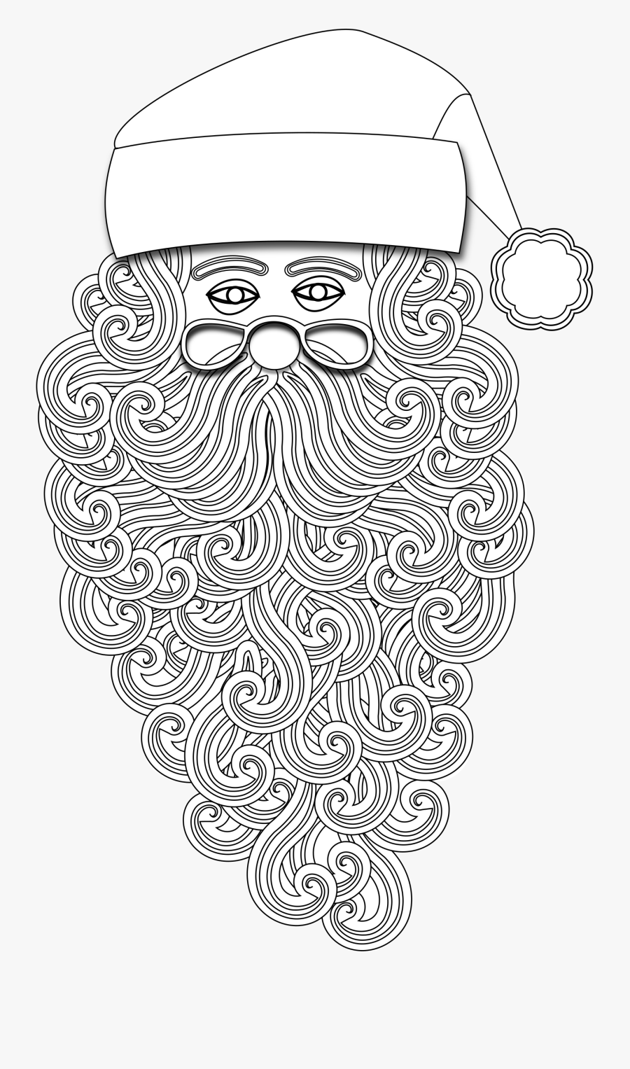 Line-art - Santa Claus, Transparent Clipart