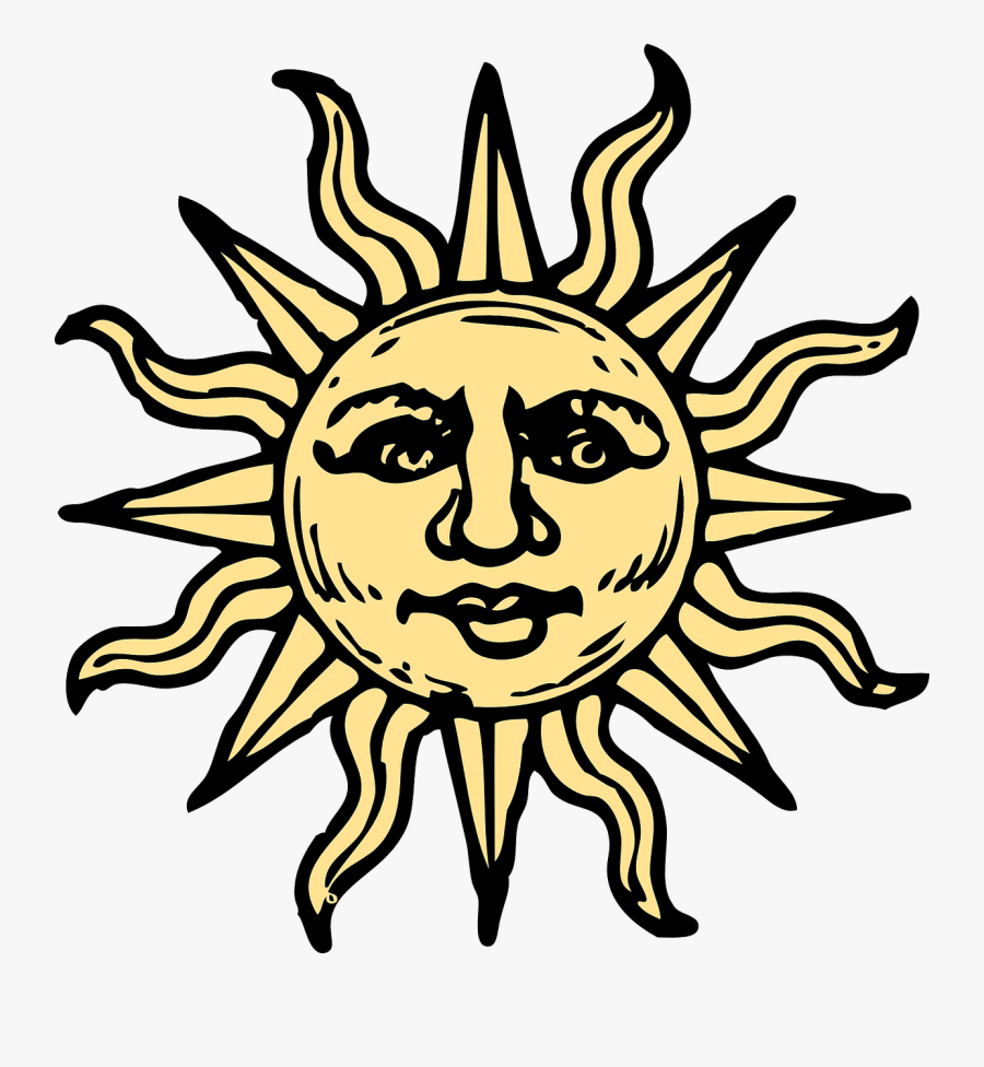 Artistic Sun Clipart - Woodcut Sun, Transparent Clipart