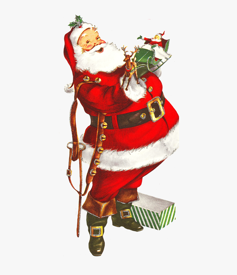 Old Clip Art Of Santa Claus - Vintage Christmas Clipart Png, Transparent Clipart