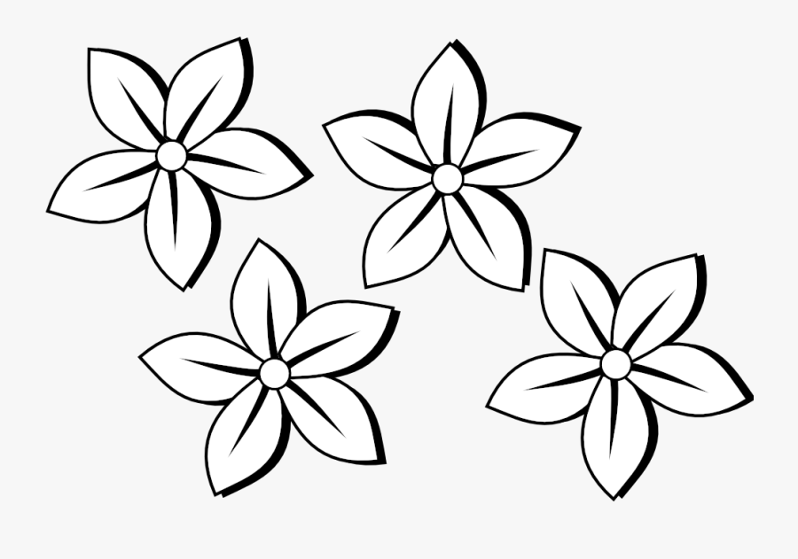 Clip Art Flowers Png Library - 4 Flowers Clipart Black And White, Transparent Clipart