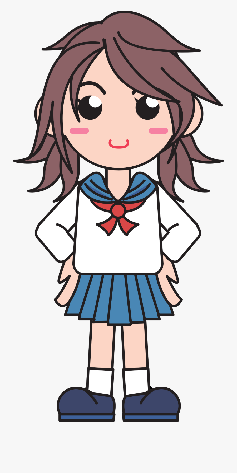 Girl At School Clipart - School Girl Uniform Clipart, Transparent Clipart