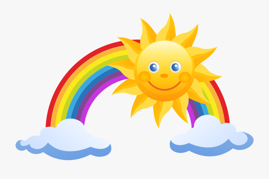 Free Rainbow And Sun Clipart - สายรุ้ง Png, Transparent Clipart
